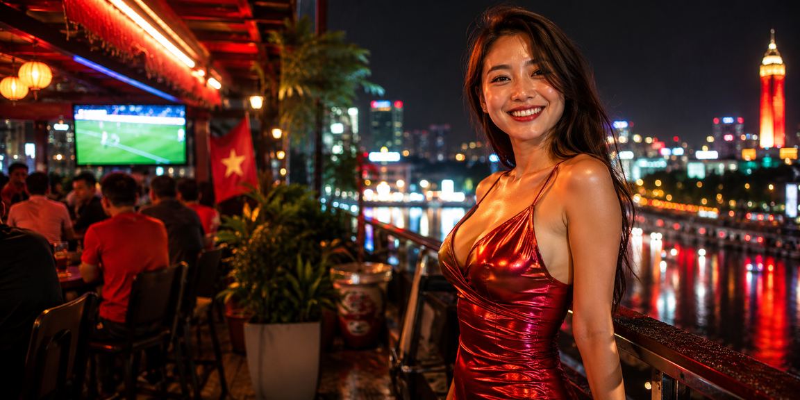 Người hâm mộ bóng đá Hà Nội đặt cược trực tuyến dưới ánh đèn neon về đêm